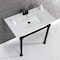 Kingston Brass KVPB37224Q0 37-Inch Console Sink with Stainless Steel Legs (4-Inch, 3 Hole), White/Matte Black KVPB37224Q0 - alternate 2